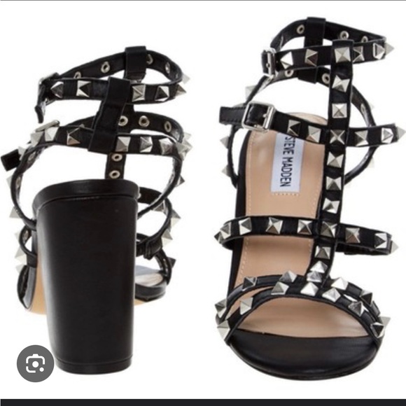 Steve Madden Stardom Black Studded Women's Sandals - Picture 2 of 9